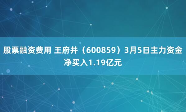 股票融资费用 王府井（600859）3月5日主力资金净买入1.19亿元